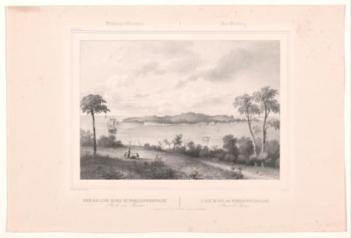 View of the island of Poelo-Penjingat and the anchorage of Riauw