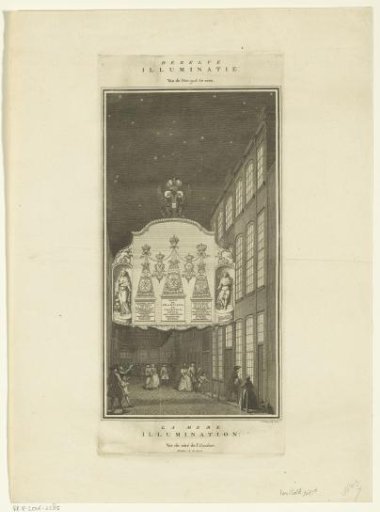 Illumination at the house of Anthoni de Groot (west side) in honor of the coronation of Emperor Francis I Stephen, 1745