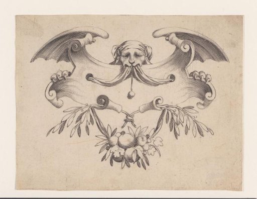 Monster behind a cartouche