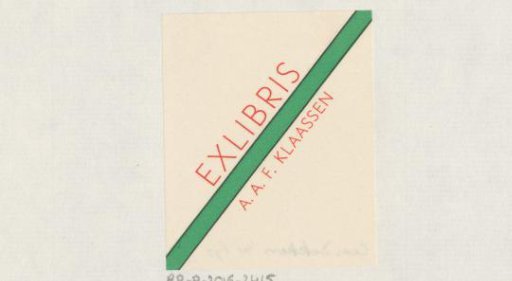 Ex libris of A.A.F. Klaassen