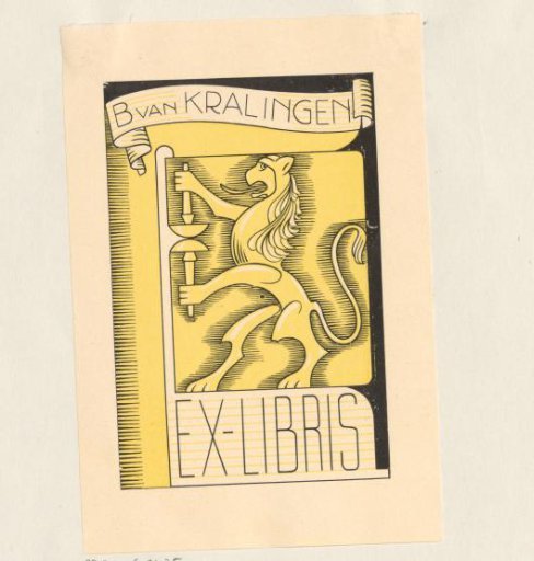 Ex libris of B. van Kralingen