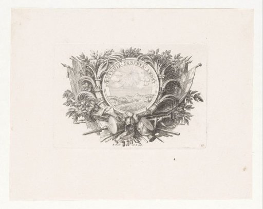 Medal with a landscape over which the sun pours its rays