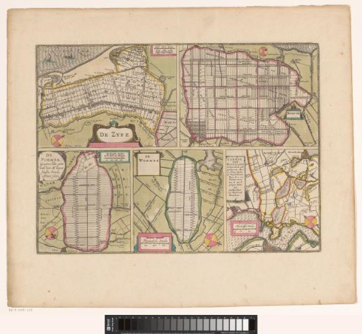 Sheet with maps of the polders of the Zijpe, Beemster, Purmer, Wormer and a map of Waterland