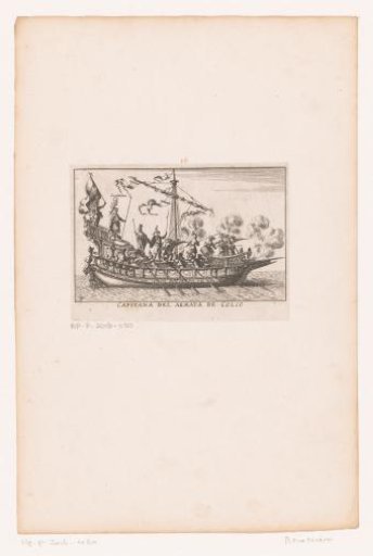Ship with shooting soldiers and captain
