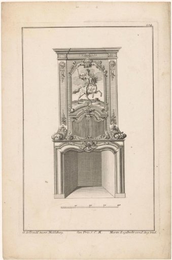 Design for a fireplace with a hero on horseback