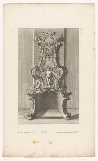 Fireplace with a putto holding a spear