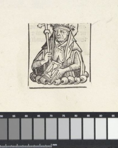 Pope with a book in a flower calyx