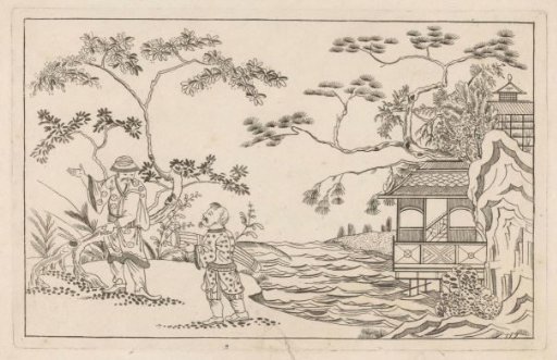 Two Chinese men in a landscape