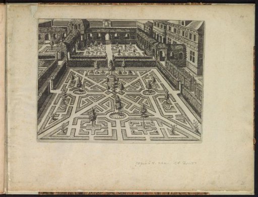 Garden with a parterre and diagonal paths