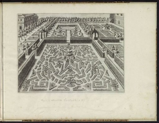 Garden with a parterre featuring a star-shaped compartment in the center