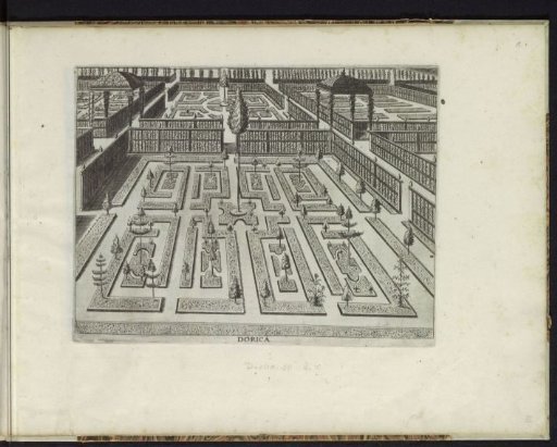 Garden with a parterre consisting of eight rectangular compartments