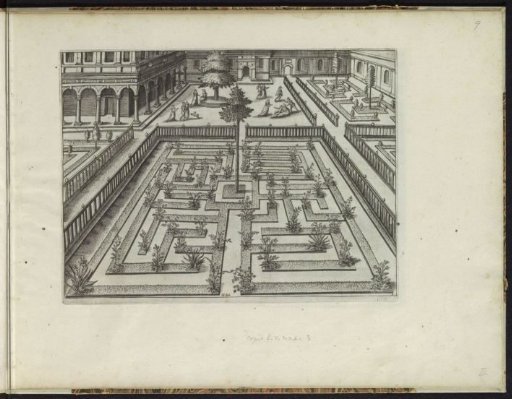 Garden with a parterre and a colonnade