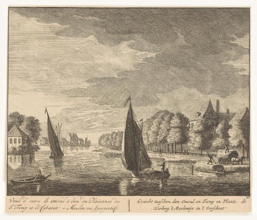 View of the Amstel at the inn Het Molentje and Hofstede Trompenburg