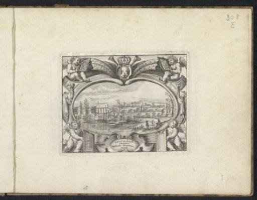 Cartouche and a Landscape with a Hut on Piles