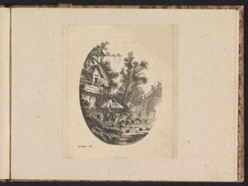 Landscape with women washing clothes in a river