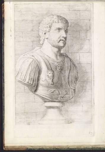 Bust of a man in armor, facing right