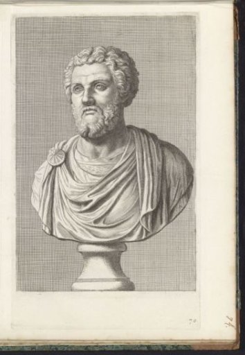 Bust of a bearded man in a toga, facing left