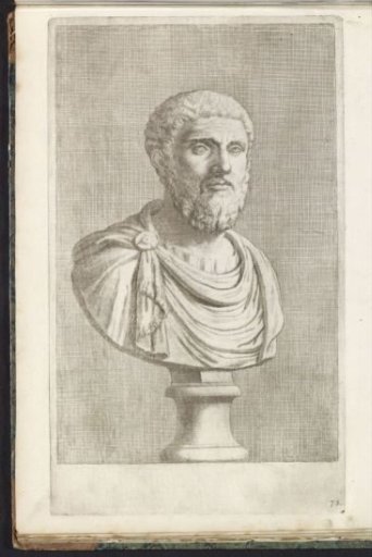 Bust of a bearded man in a toga, facing right