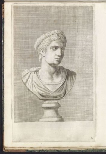 Bust of a young man with laurel wreath, facing right