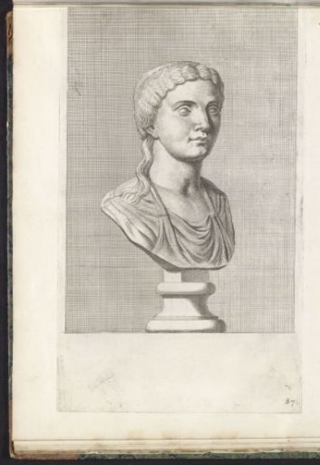 Bust of a woman with a ponytail