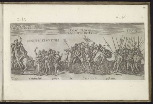 Triumphal procession with soldiers and ministers