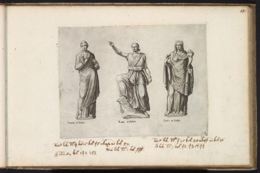 Sculptures of Pomona, Roma, and Ceres
