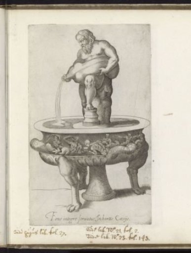 Fountain consisting of the Torloni vase and a sculpture of Silenus with a wine bag