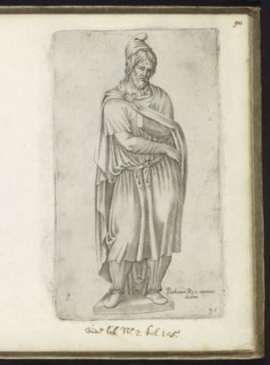 Sculpture of a barbarian prisoner with a cap