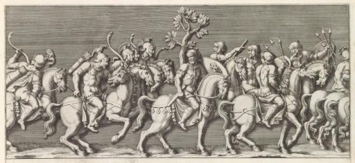 Part of a triumphal procession with soldiers on horseback