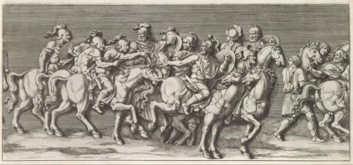 Part of a triumphal procession with soldiers on horseback