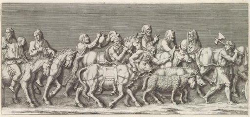 Part of a triumphal procession with priests and cattle for sacrifice