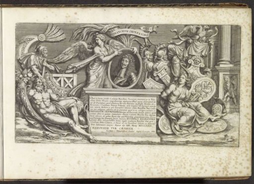Part of a triumphal procession with soldiers, cattle, and horses