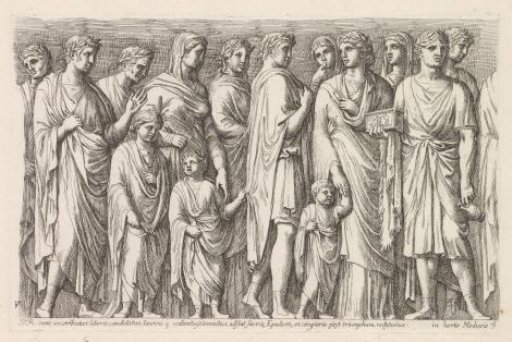 Relief with a procession of figures in draped garments