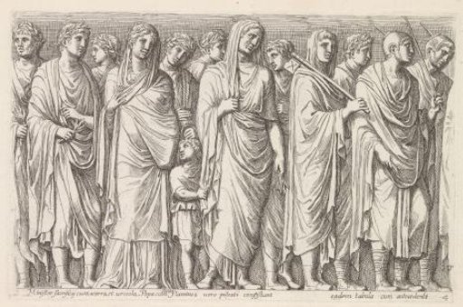 Relief with a procession of figures in draped garments