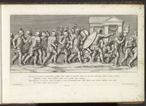Part of a triumphal procession with soldiers and two standard-bearers