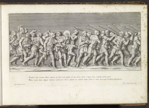 Part of a triumphal procession with soldiers and six standard-bearers
