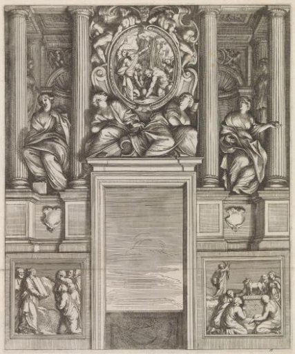 Design for paintings and sculptures around a doorway