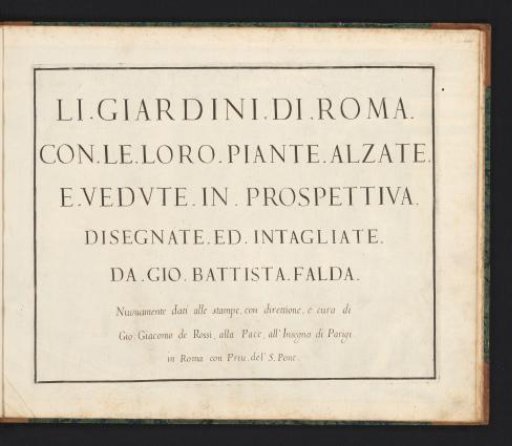 Title page with Italian text