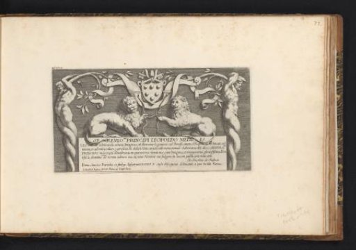 Title Print with Two Lions and Two Men Half-Grown into Trees