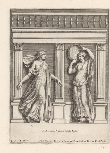 Two figures with a tambourine
