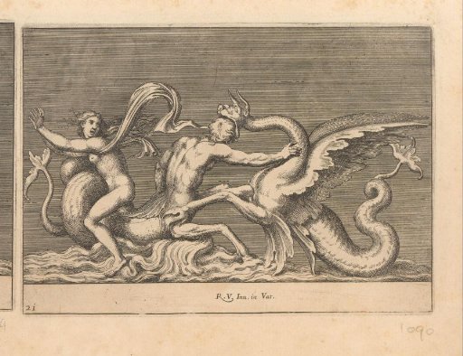 Triton fighting a sea monster