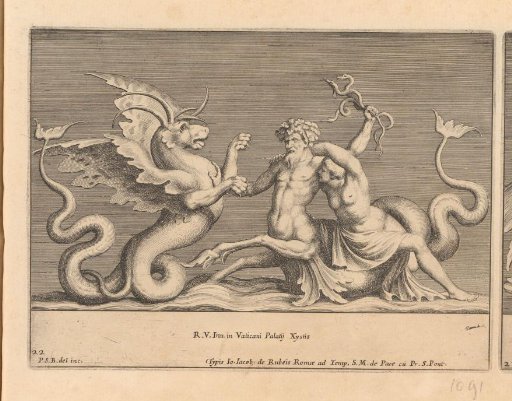 Triton fighting a sea monster