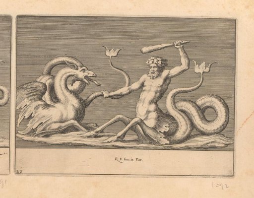Triton fighting a sea monster
