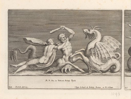 Triton fighting a sea monster