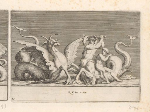Triton fighting a sea monster
