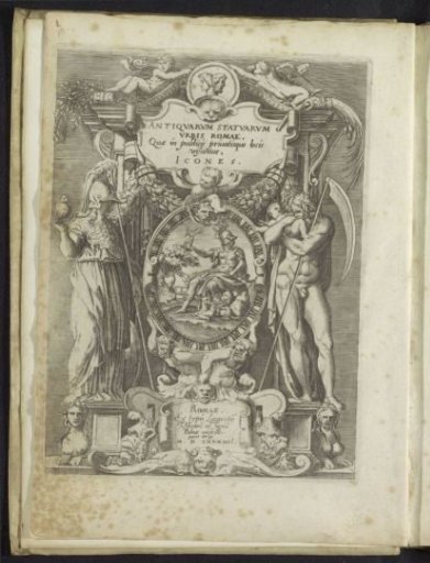 Title Print with Roma, Minerva, and Saturn