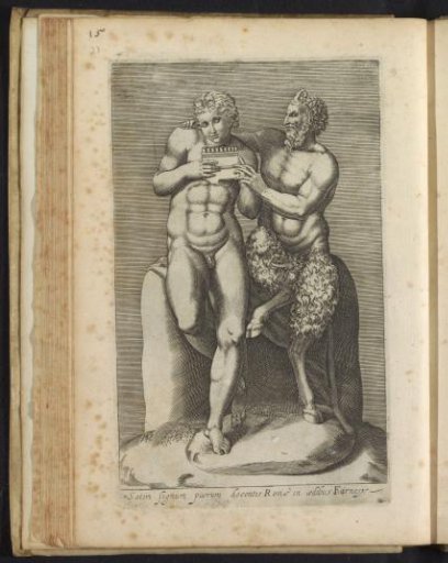 Sculpture group with Pan teaching Daphnis to play the flute