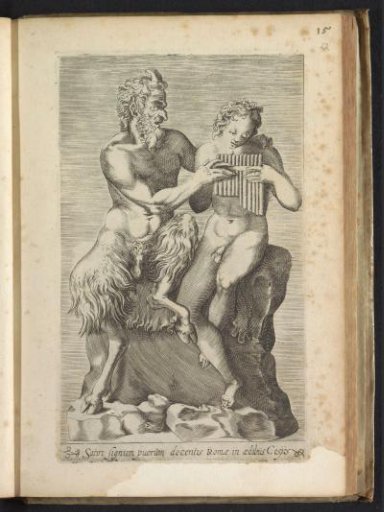 Sculpture group with Pan teaching Daphnis to play the flute