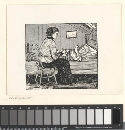 Woman writing at a bed
