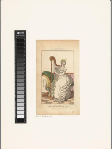 Magazine of Female Fashions of London and Paris, PARIS DRESS. Straw-Hat trimmed with Crape.